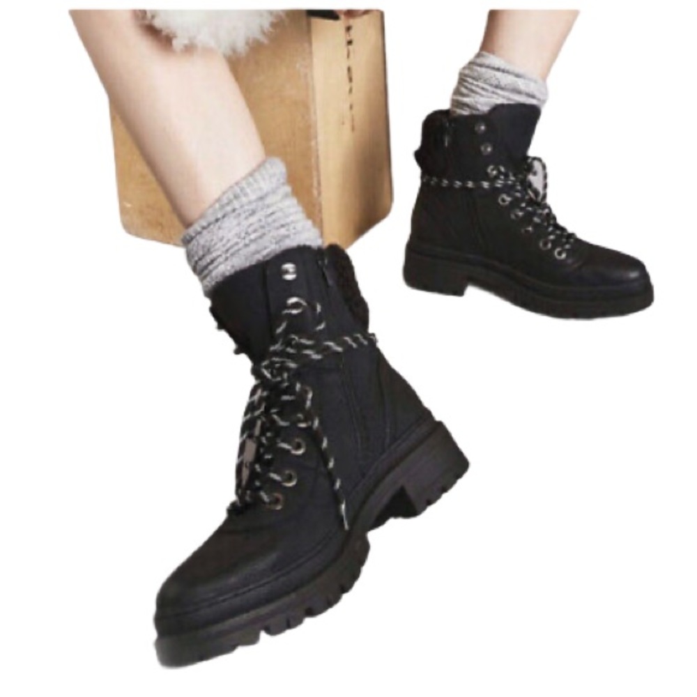 Steve Madden Keystone Faux Fur Leather Combat Boot - Picture 2 of 16